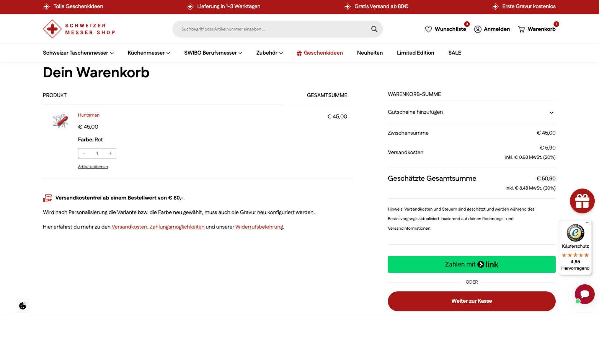Schweizer Messer Warenkorb
