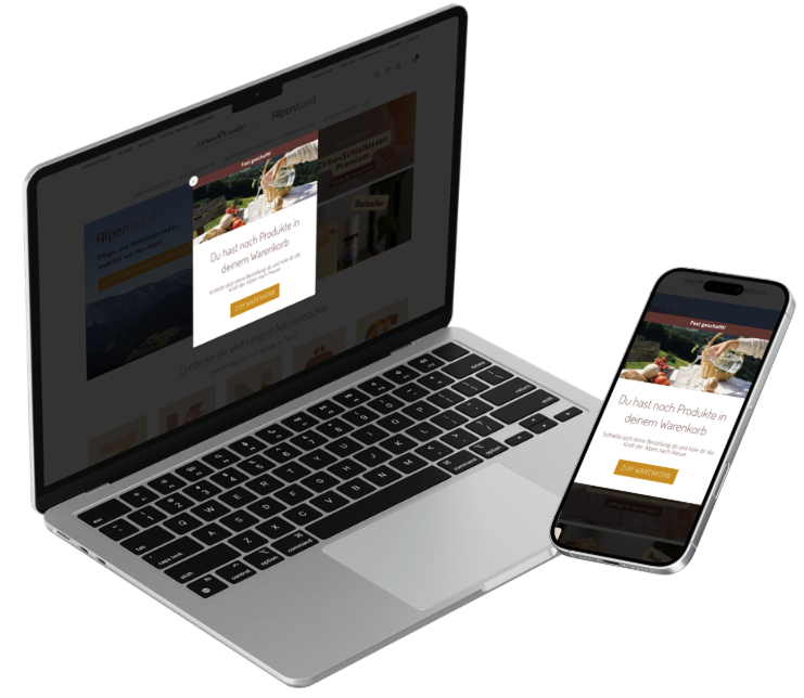 Exit Intent Warenkorb Hinweis