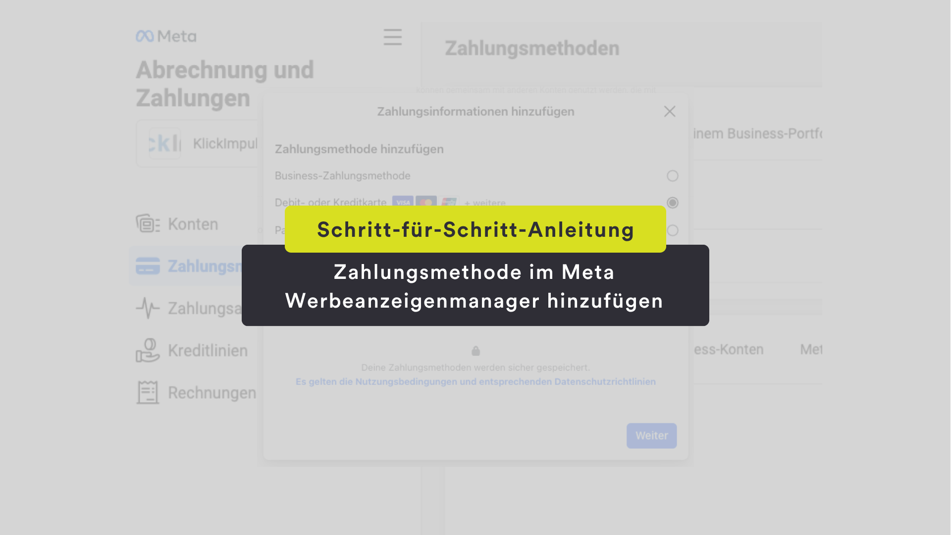 Zahlungsdaten im Meta Werbeanzeigenmanager hinterlegen: Schritt-für-Schritt-Anleitung  ⚙️