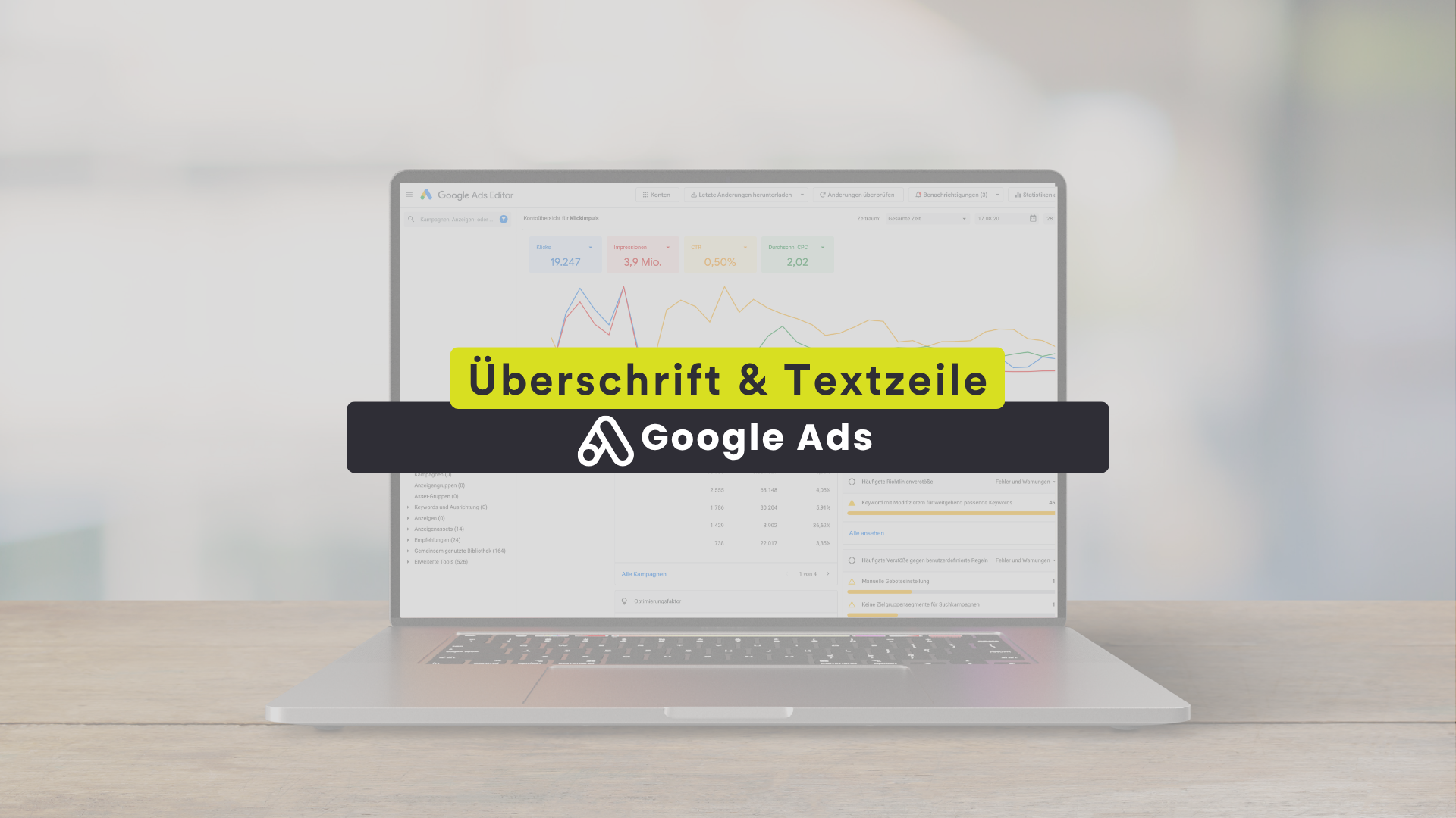 Google Ads Anzeigenerweiterungen: Überschrift & Textzeile